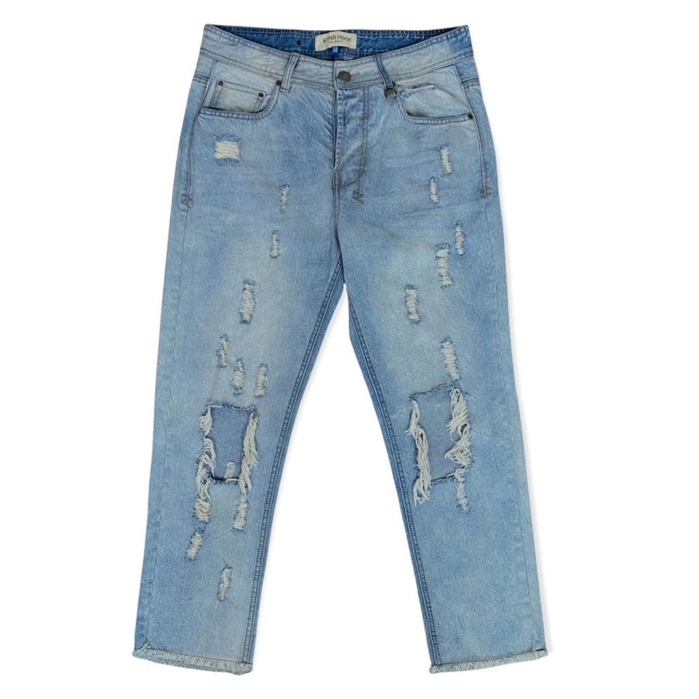 Hyper Denim Distressed Button Fly Jeans Mens size 32 x 25" inseam Straight Leg